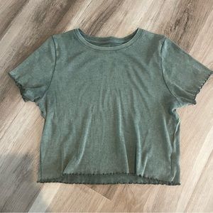 Aerie Lettuce Hem Cropped Tee Large
